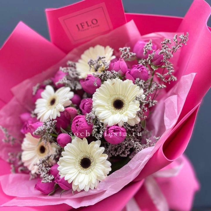 Букет гербер и мисти бабблс  в Хабаровске