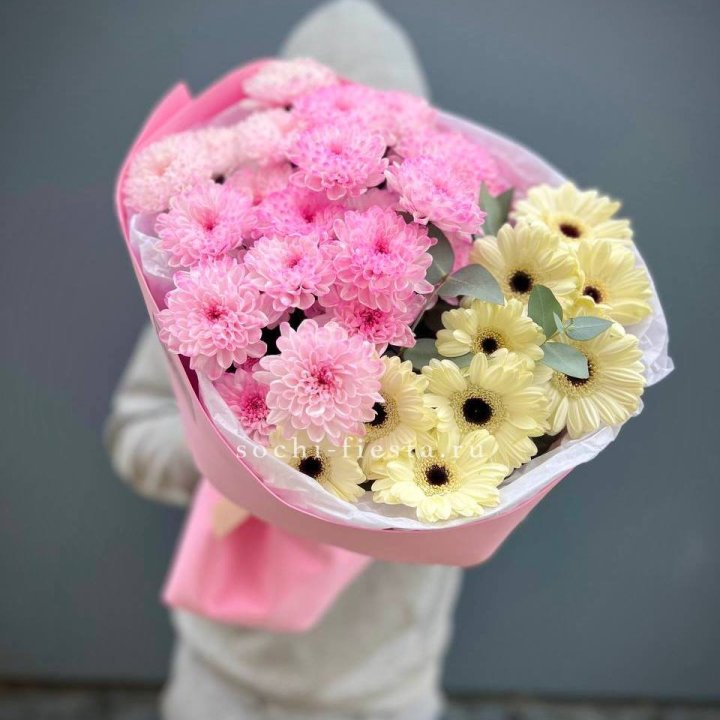 Дуо хризантем и гербер в Хабаровске