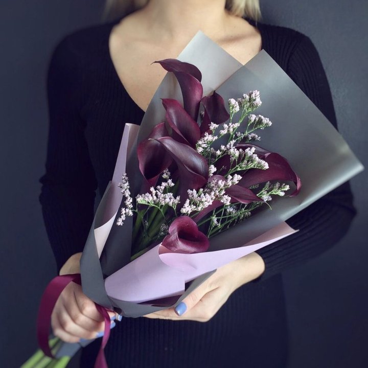 Букет фиолетовых калл в Хабаровске