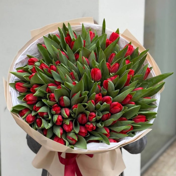 101 красный тюльпан в Хабаровске