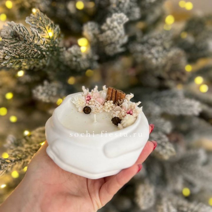 Свеча ароматическая в гипсе Руки с корицей в Хабаровске