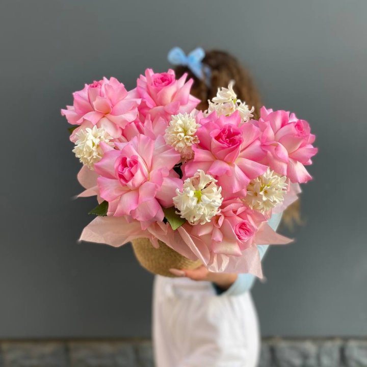 Дуо розы и гиацинты в Хабаровске