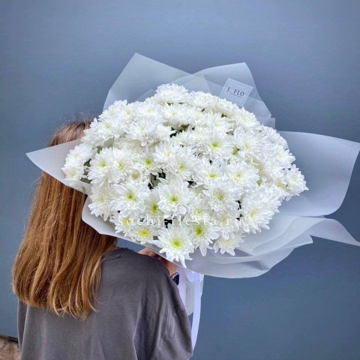 Букет хризантем "Белая снежинка" в Хабаровске