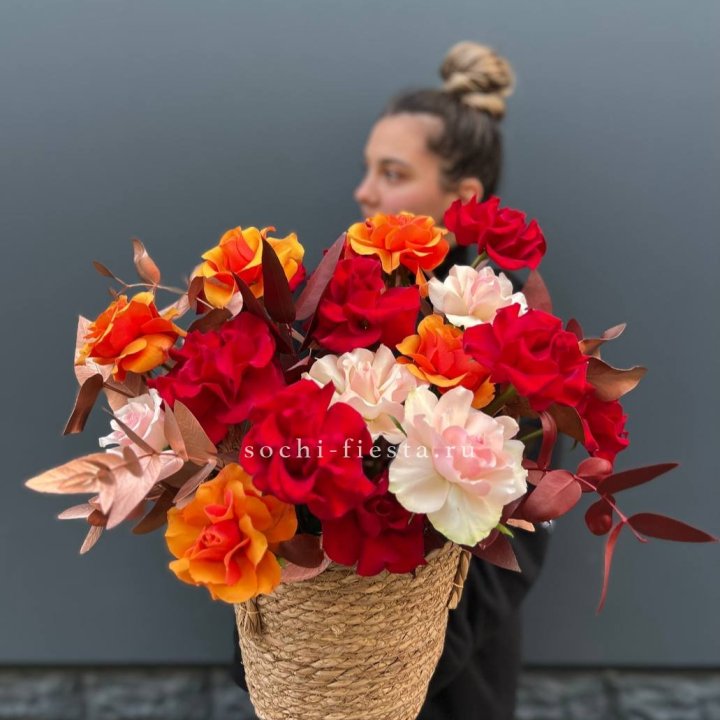 Авторский бокс "Роксана" в джутовом кашпо в Хабаровске