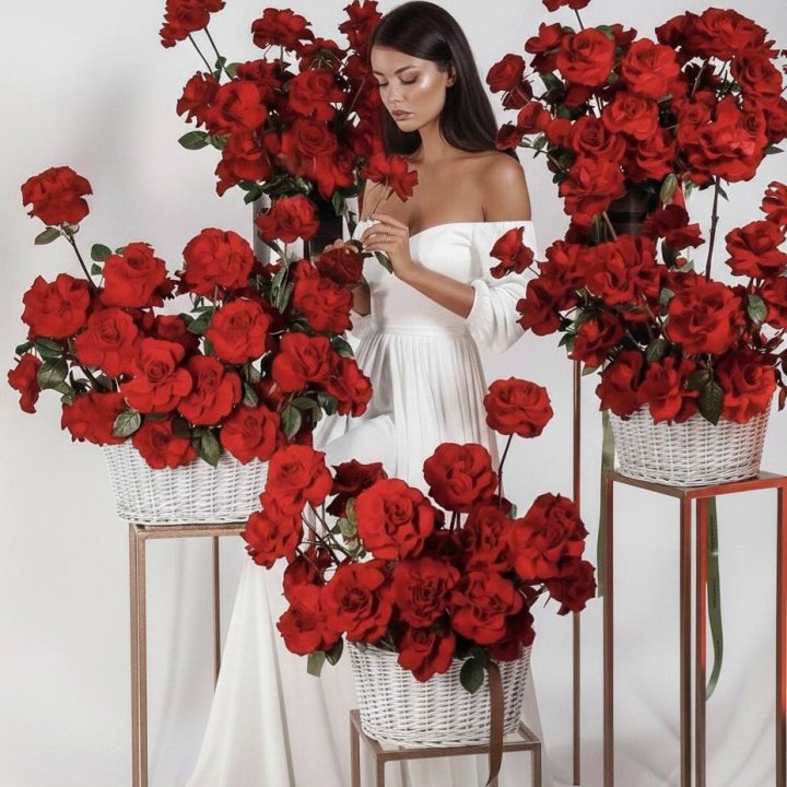 Сет из красных французских роз в Хабаровске
