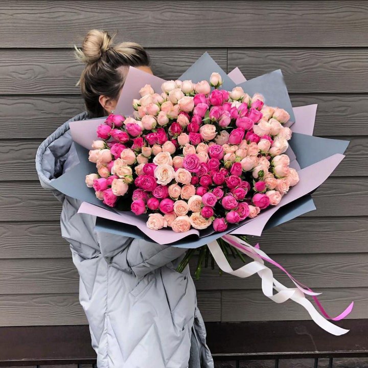 55 роз микс кустовых в Хабаровске