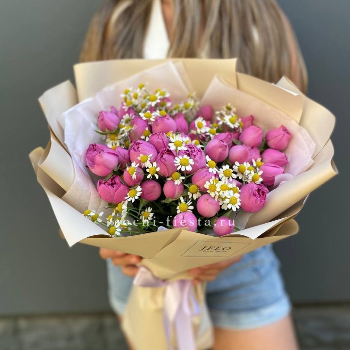 Дуобукет мисти с ромашками  в Хабаровске