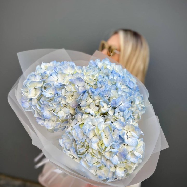 Букет из 3 голубых гортензий  в Хабаровске