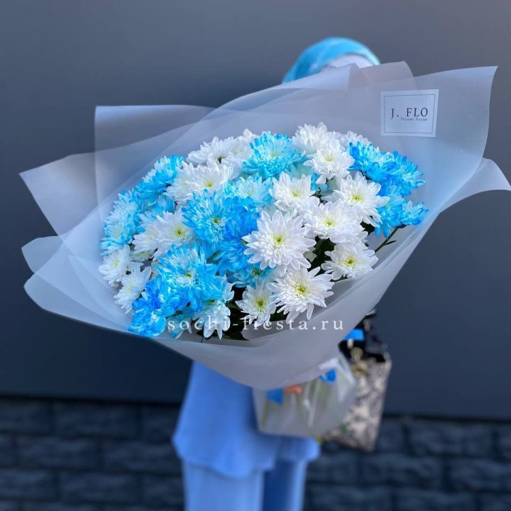 Букет хризантем "Голубая снежинка" в Хабаровске