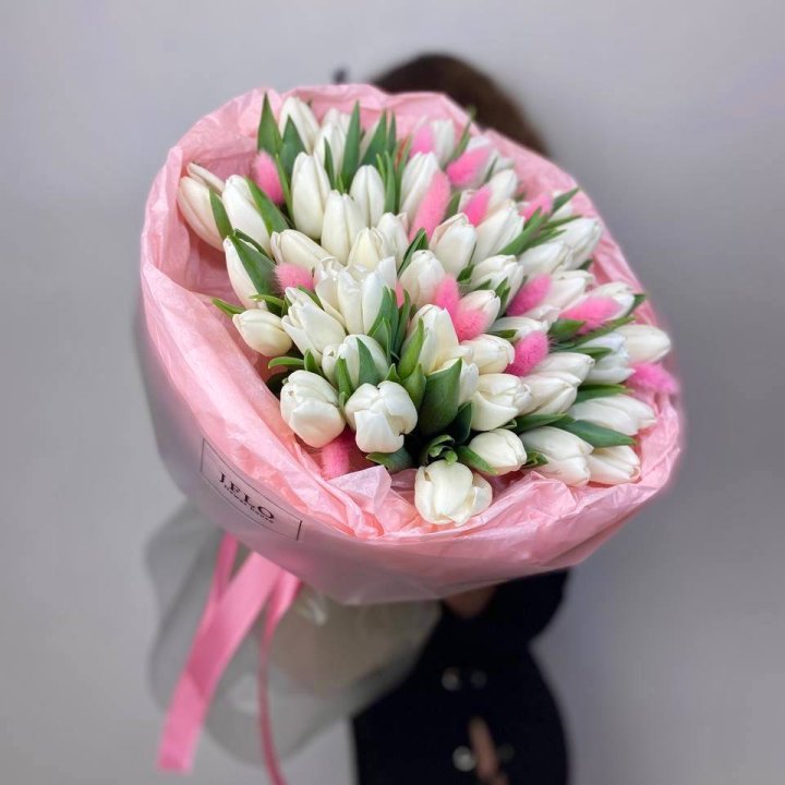 51 белый тюльпан "Рози" в Хабаровске