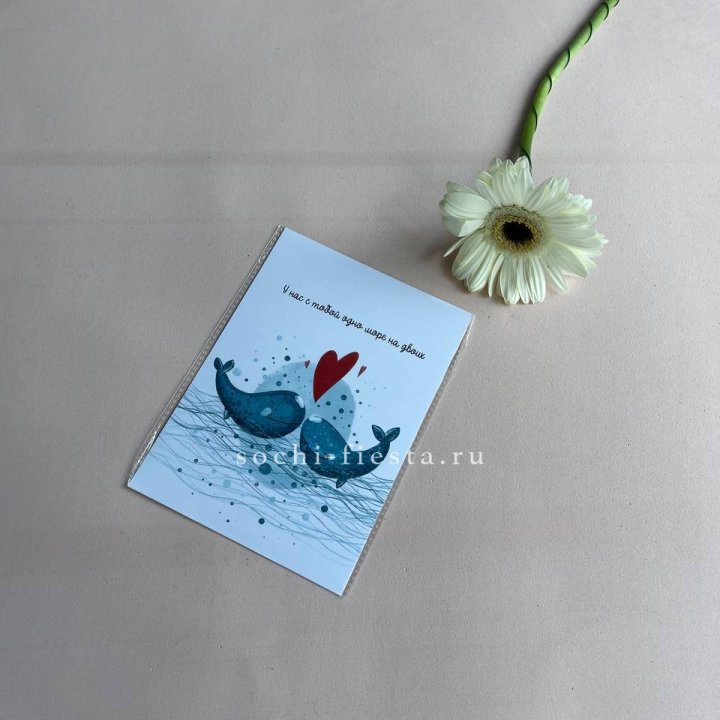 Открытка к букету "У нас с тобой одно море на двоих" в Хабаровске