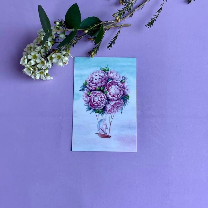 Открытка к букету "Пион" в Хабаровске