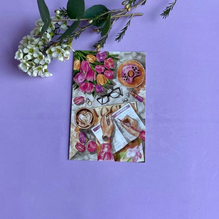 Открытка к букету "Леди на работе" в Хабаровске