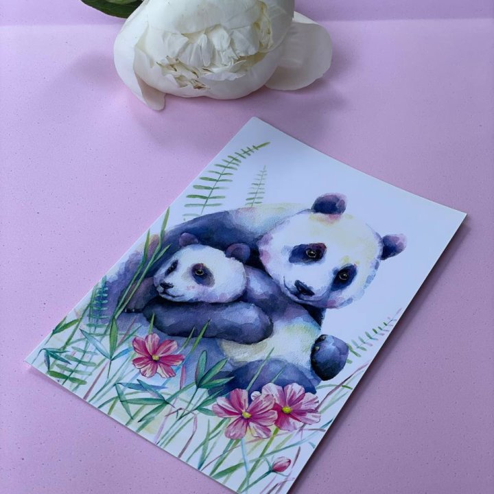 Открытка к букету "Объятие Панды" в Хабаровске