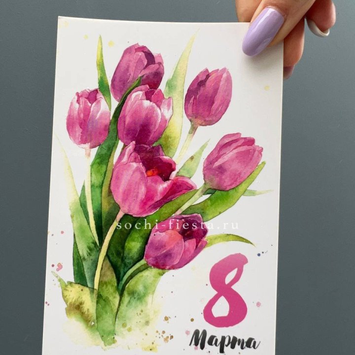 Открытка к букету "8 марта!" в Хабаровске