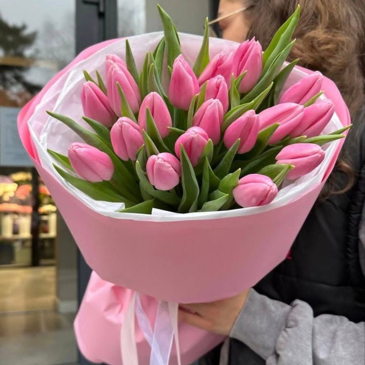  19 розовых тюльпанов в Хабаровске
