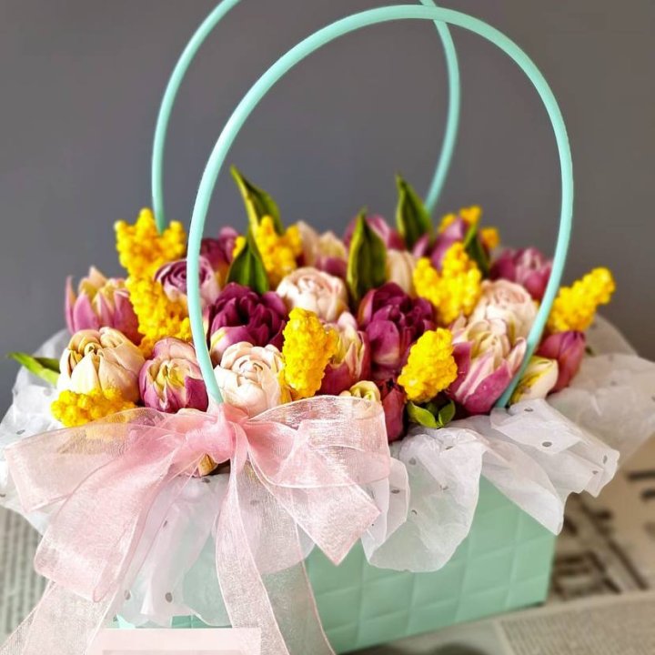 Тюльпаны в сумочке из зефира в Хабаровске