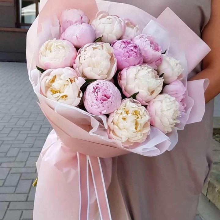 Букет пионов "Маршмелоу" в Хабаровске