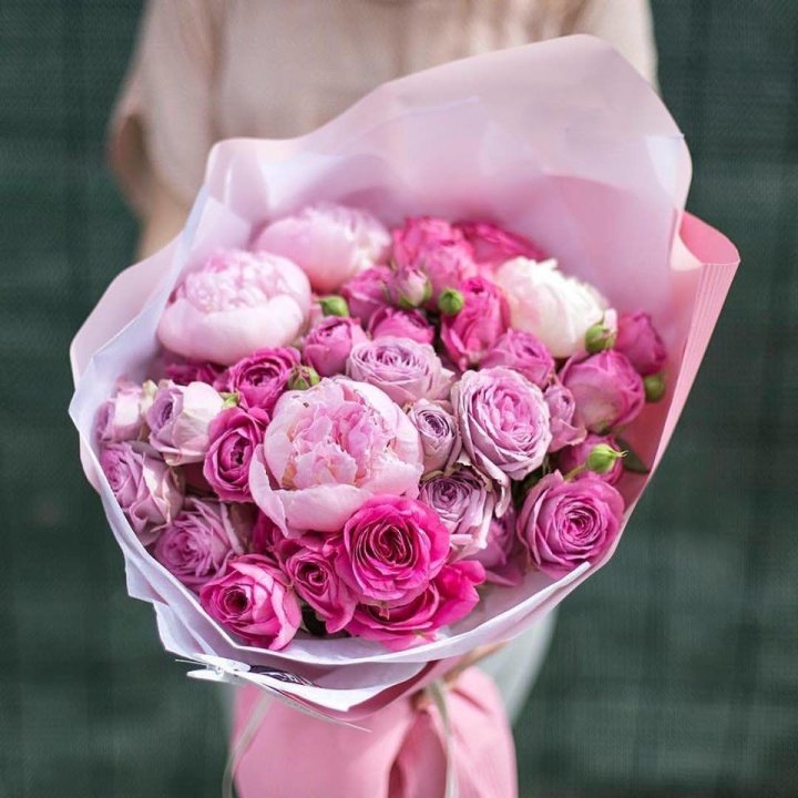 Букет с пионами "Леси" в Хабаровске