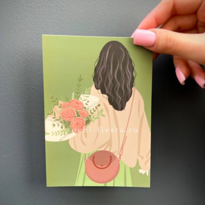 Открытка к букету "Потрясающая девушка" в Хабаровске