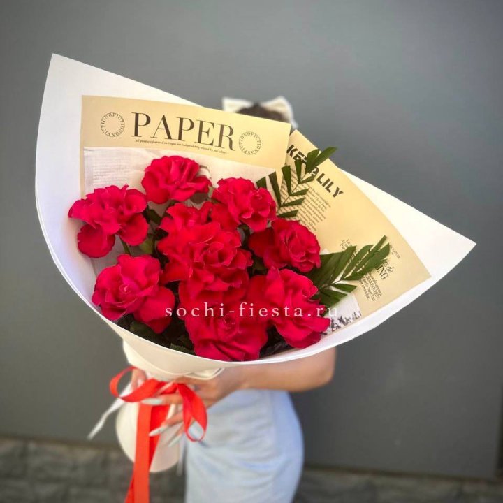 9 Красных французских роз Чико в Хабаровске