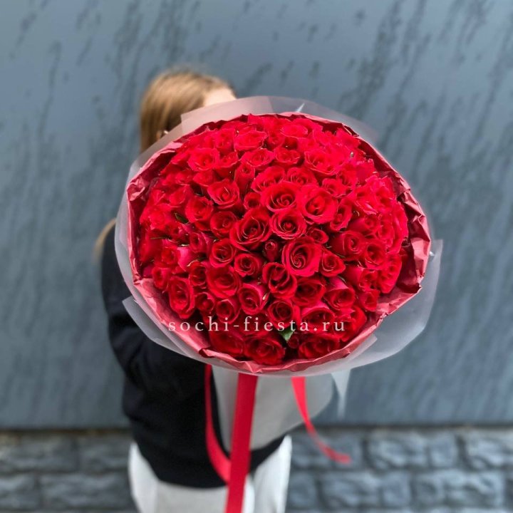 101  красная кенийская роза  в Хабаровске