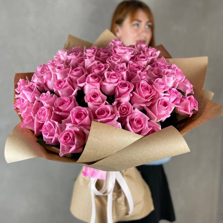101 розовая роза в Хабаровске