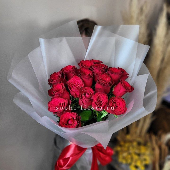 17 красных роз "Нет времени ждать" в Хабаровске