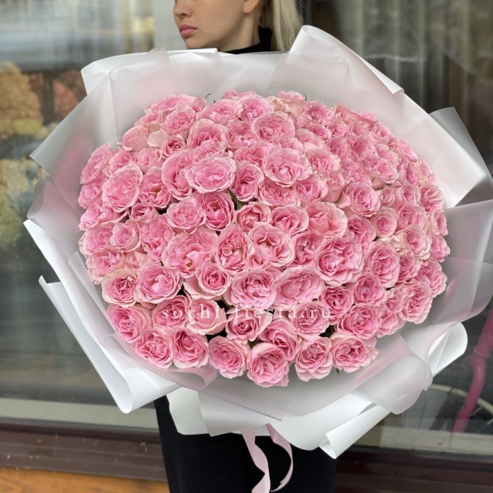 101 нежно-розовая роза в Хабаровске