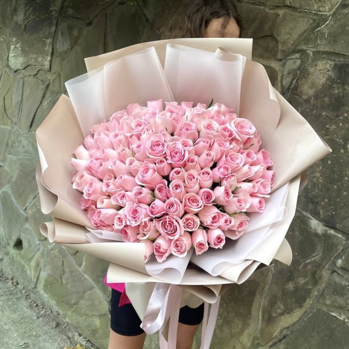 101 нежно-розовая роза Каролина  в Хабаровске