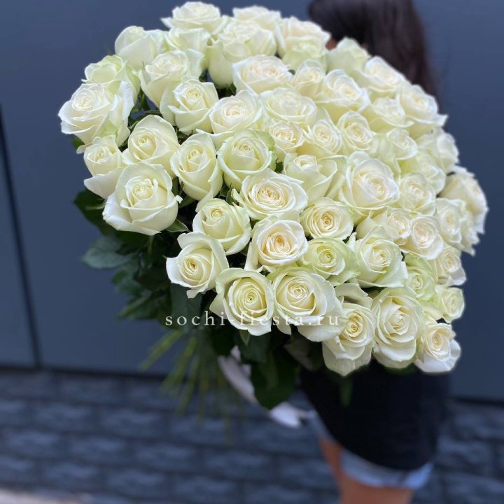 51 белоснежная высокая роза в Хабаровске