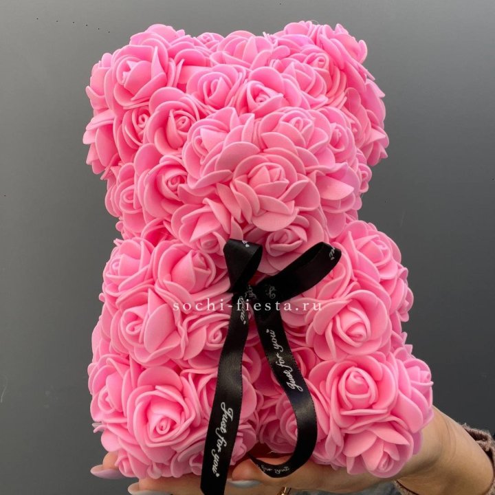 Игрушка медведь из розовых роз в Хабаровске