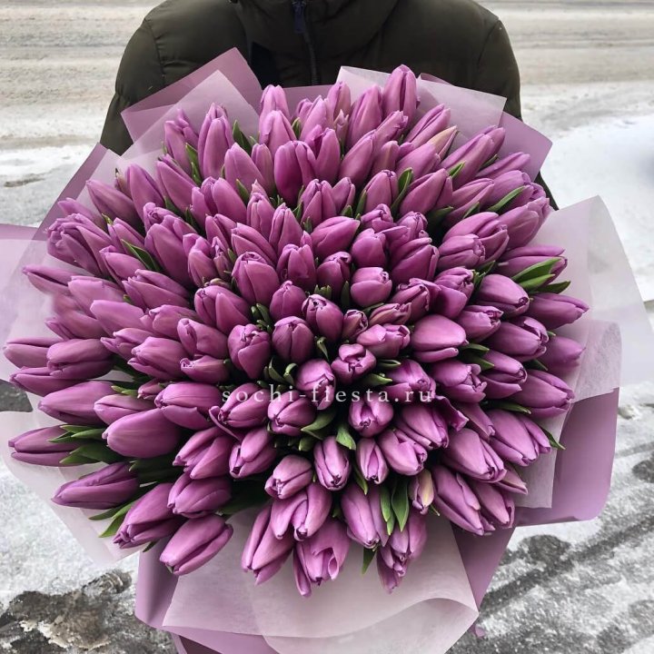 101 сиреневый тюльпан в Хабаровске